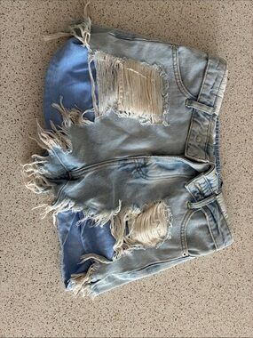 Alexander Wang Layered Distressed Denim Jean Shorts with Boxers